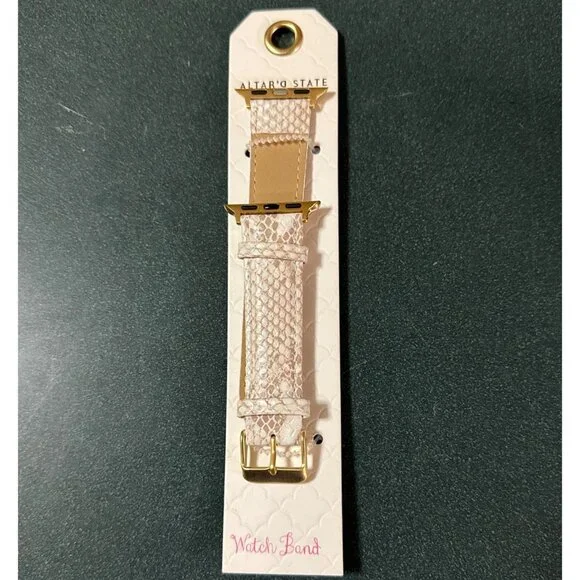 Altard State Snakeskin Textured Watch Band With Gold Hardware & Adjustable Buckl - Picture 1 of 4